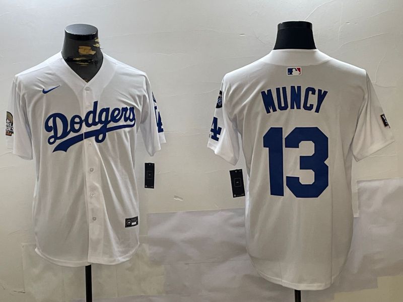 Men Los Angeles Dodgers 13 Muncy White Game 2024 Nike MLB Jersey style 1120